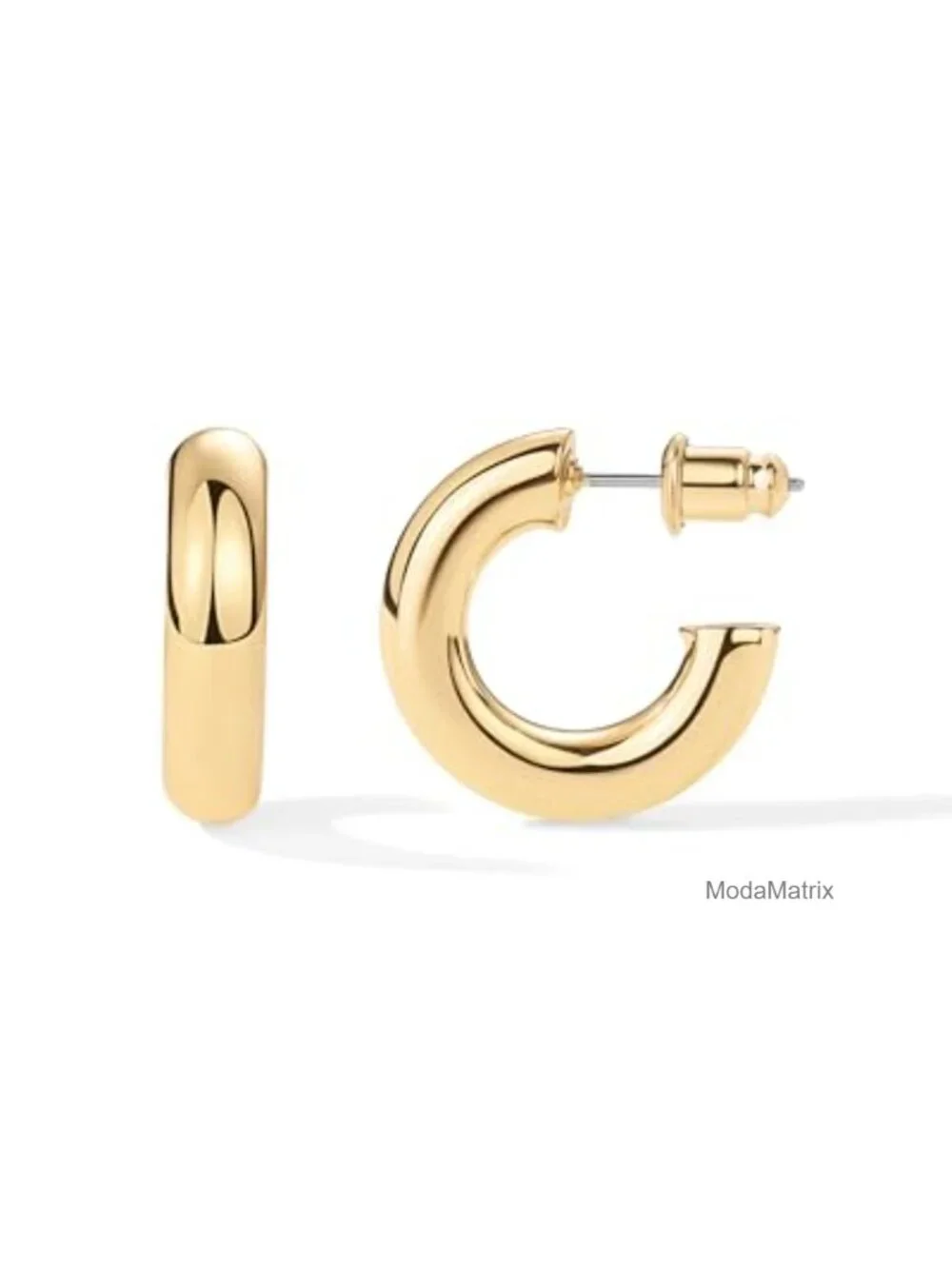 14K Gold Plated Lightweight Chunky Open Hoop Earrings for Women